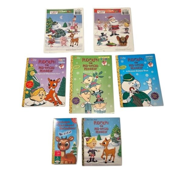 VINTAGE 90s Rudolph the Red-Nosed Reindeer Movie Book Games Bundle NWT - Picture 1 of 16